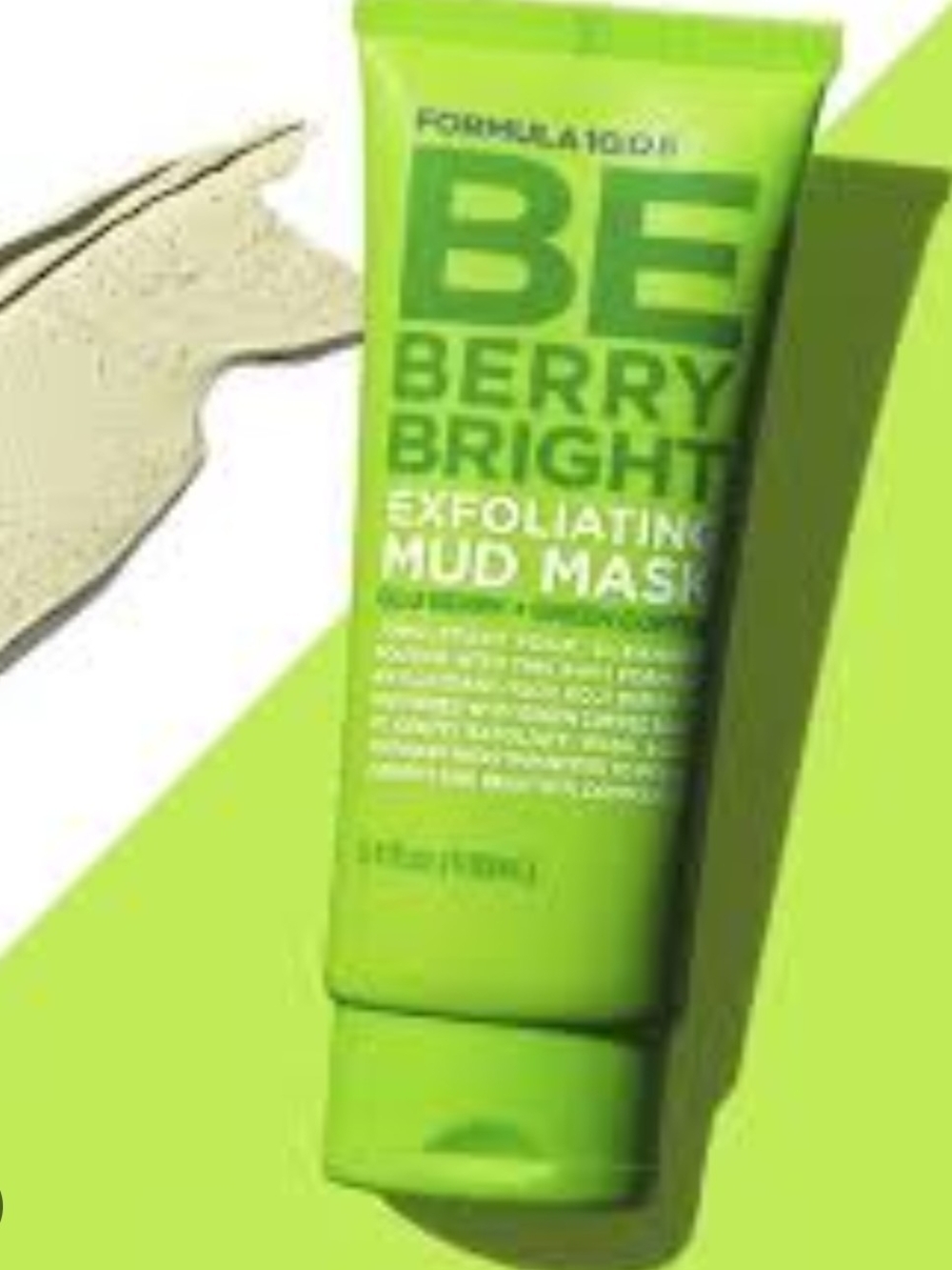 Formula 10.0.6 BE Berry Bright Exfoliating Mud Mask - Bright Green Tube
